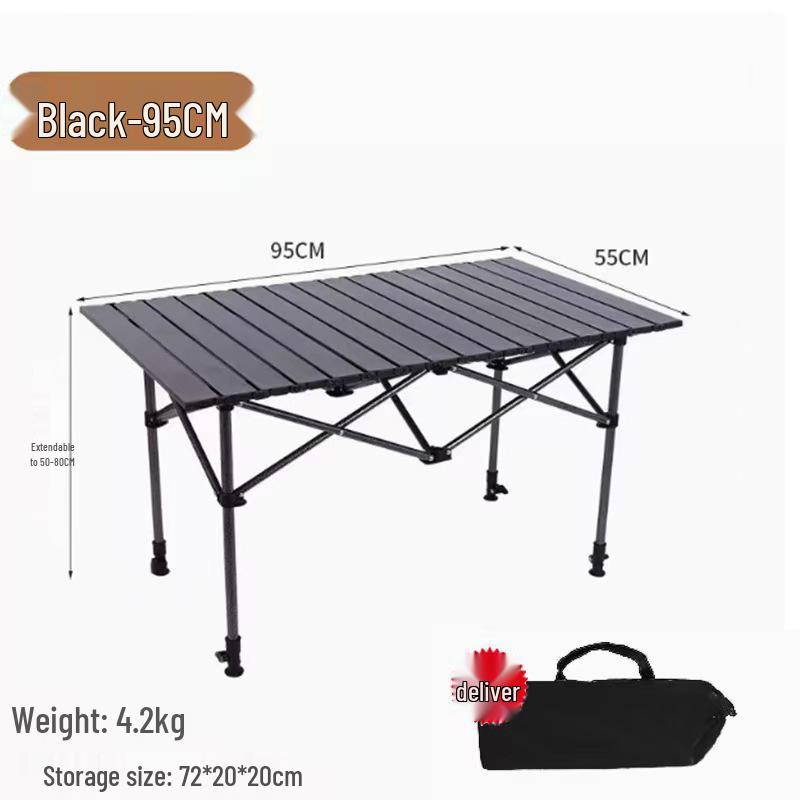 Height-Adjustable Outdoor Foldable Table for Picnic, Camping, and BBQ