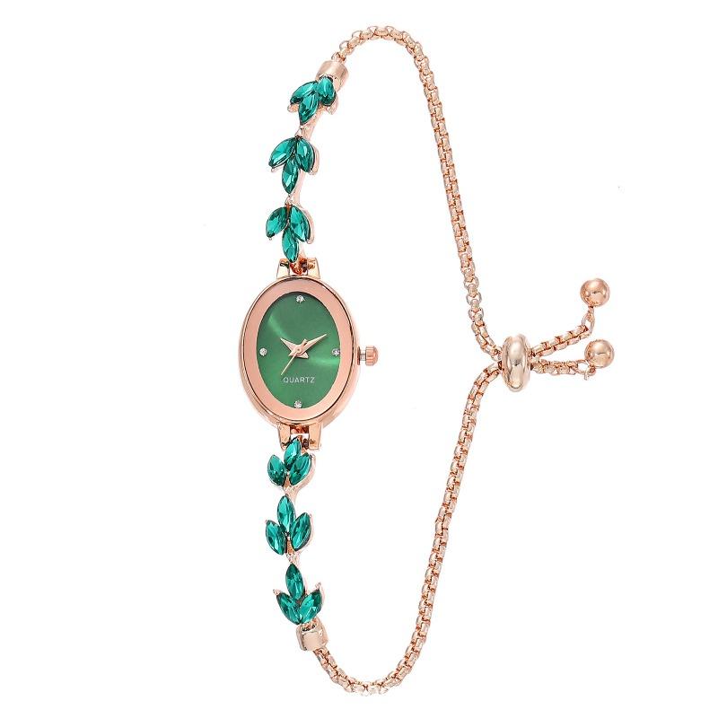 Reloj ovalado de moda para mujer, pulsera de temperamento, reloj de cuarzo, una pieza