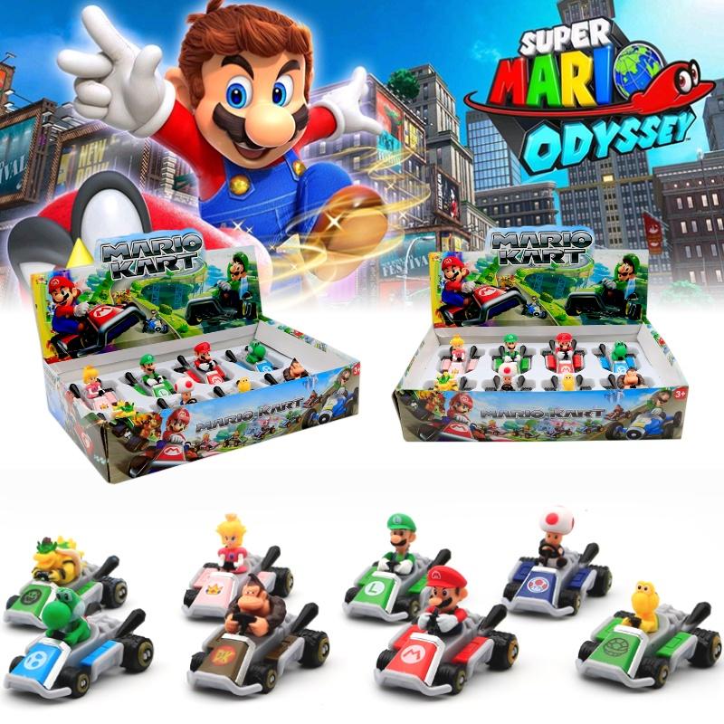 Super Mario Party Go-kart Toy Set With 8 Collectible Figures And Display Box