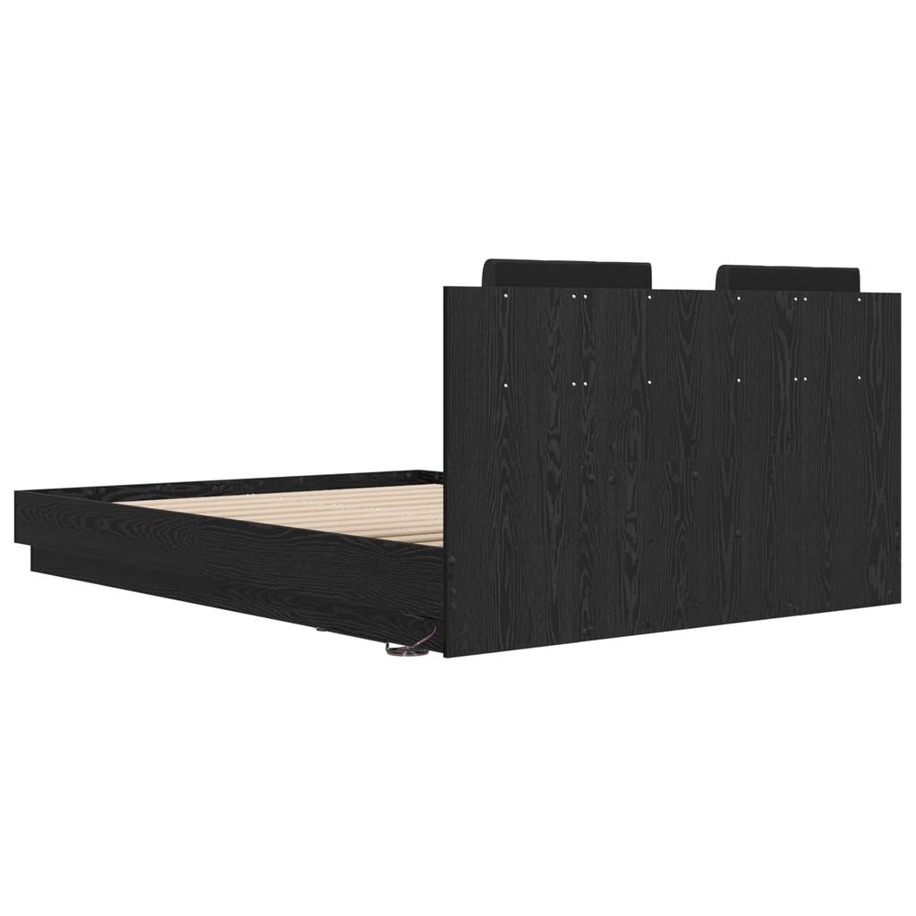 Bed Frame with Headboard Black Oak Effect 120 x 200 cm