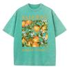 Salerno Amalfi Coast Fresh Oranges Design Women Washed T-Shirts Y2K Casual T Shirt Summer Top Cotton Loose Short Sleeve