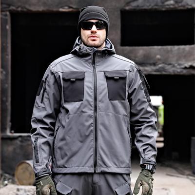 Outdoor Hooded Jackets Men Thicken Soft Shell Waterproof Windproof Mens Coat Outdoor Hiking Safari Multi-pocket Outwear Plus Size
