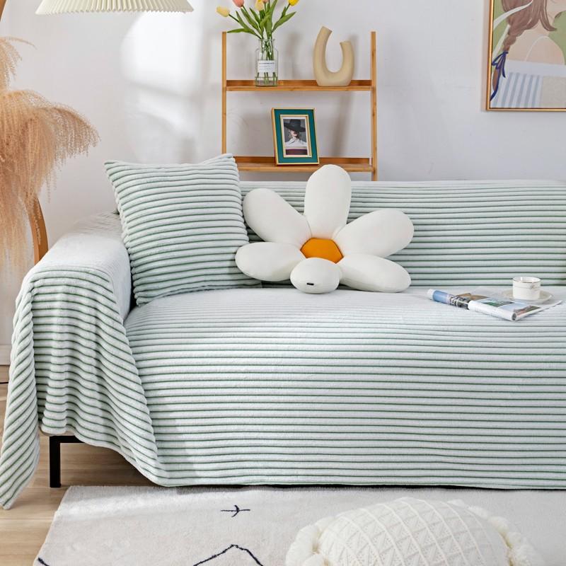 Double-Sided Retro Sofa Cover Nordic Sofa Cover Cotton Blanket Full Covered Non-Slip Sofa Cover Protective Cover
