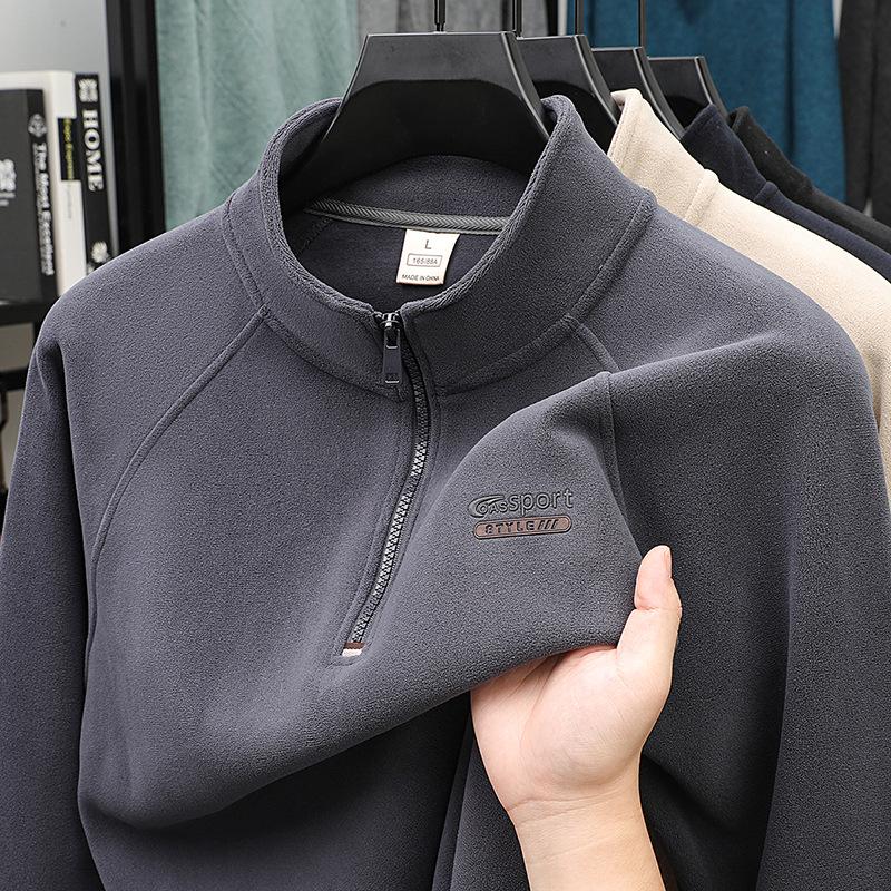 

Men s Casual Winter Fleece Half-Zip Stand Collar Hoodie 4XL for 185-205 jin