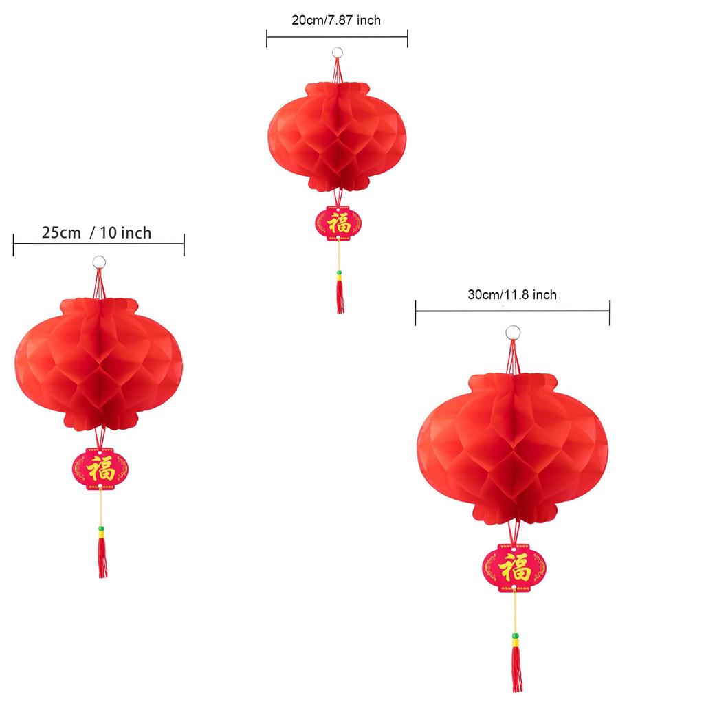Spring Festival 7.9/10/11.8 inches Chinese red paper lanterns for holiday decoration New Year Spring Festival wedding and restaurant 30 pieces in to