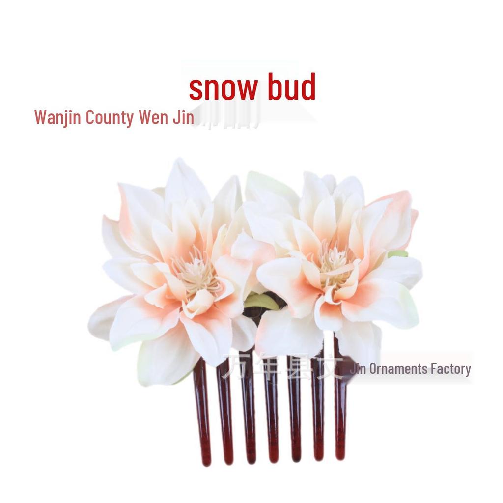 Retro Bridal Flower Hair Comb - Wedding Headdress, Updo Hairpin, Hanfu Accessories, Multiple Colors Available