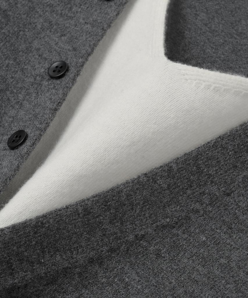 Basika Layered V-Neck Tie Cardigan (Gray)
