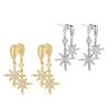Convertible Star Earrings with Detachable Double Pendant Stylish Sparkling Zircon Ear Accessories for Women
