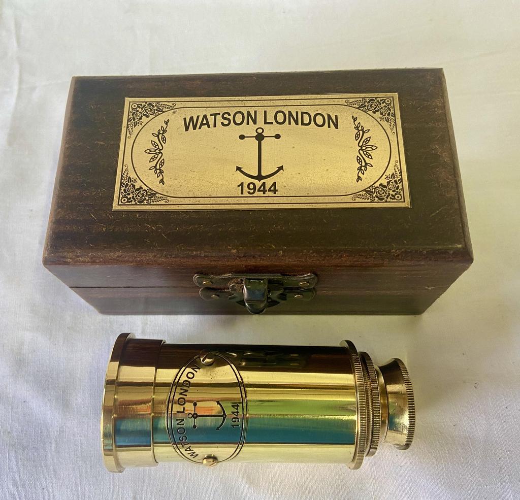 6" Brass or Bronze Tubby Telescope In a Wooden Box