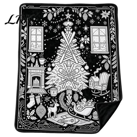 Customizable Souvenir for Birthdays Christmas DIY Coloring Blanket Adults And Kids, Color Your Own Blanket, 59" x 51" Soft Cozy Polyester Couch Cover