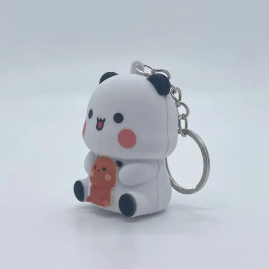 Bubu and Dudu Keychains Car Ornament Yier Panda Bear Say I Love You Voice Toy Glowing Anime Figures Bag Decoration Couple Gift