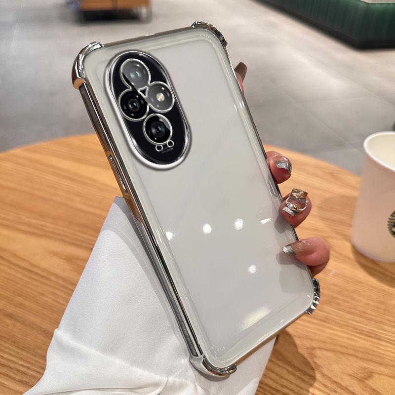 

Прозрачный ударопрочный силиконовый чехол с гальваническим покрытием для Huawei Honor 200 100 90 80 70 60 Pro, мягкая задняя крышка Honor 200 серебряный