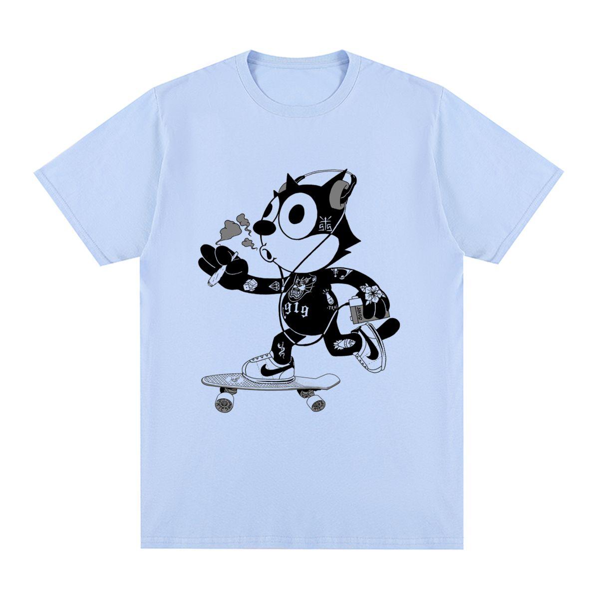 

Винтажная футболка Felix Cat Skate Классическая футболка из хлопка хорошего качества для мужчин Новая футболка Футболка Женские топы 4XL