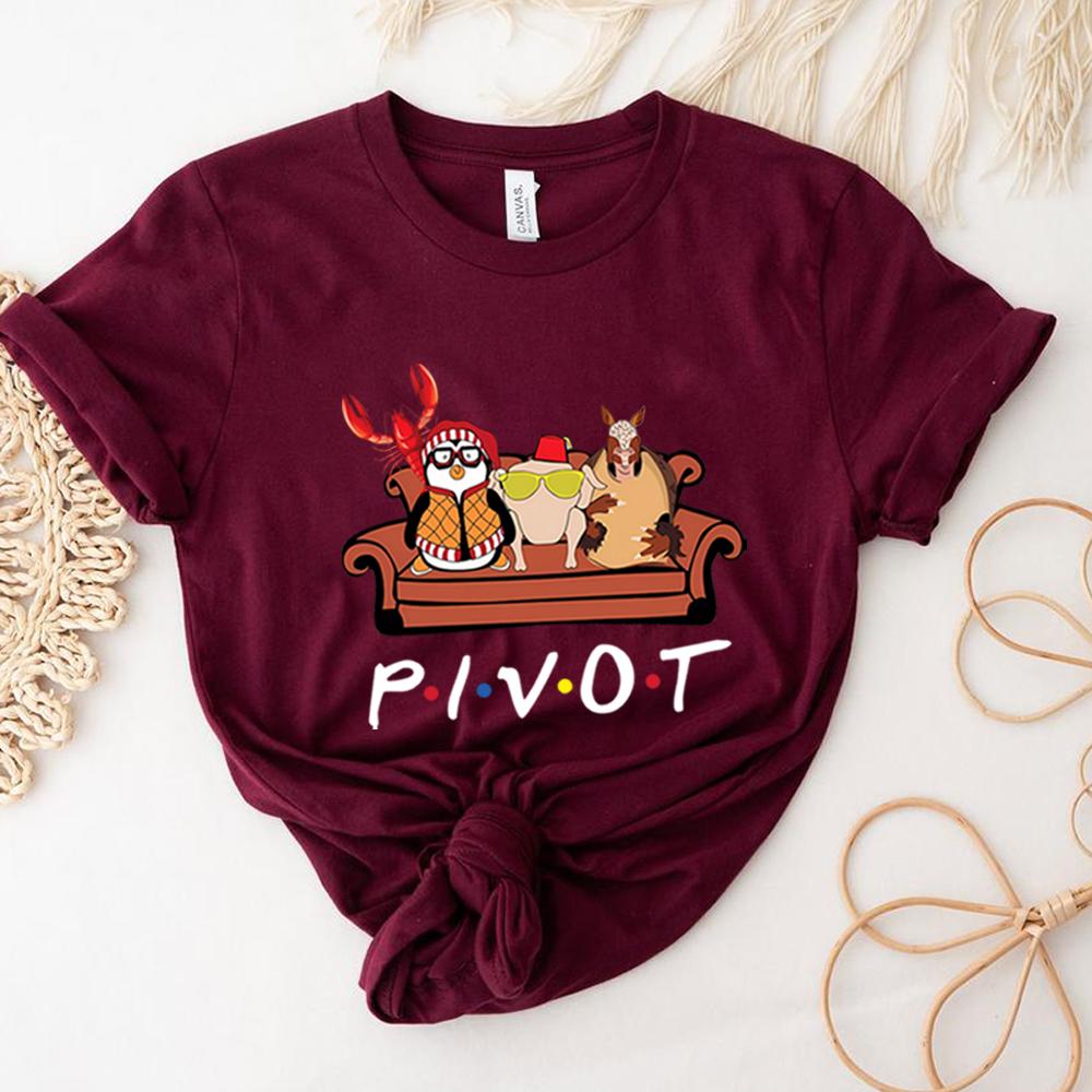 2025 Pivot Shut Up T Shirt Friends Gift Shirts Aesthetic TV Show Tshirt Friends Themed Tee Pivot Tees Unisex Short Sleeve Tops