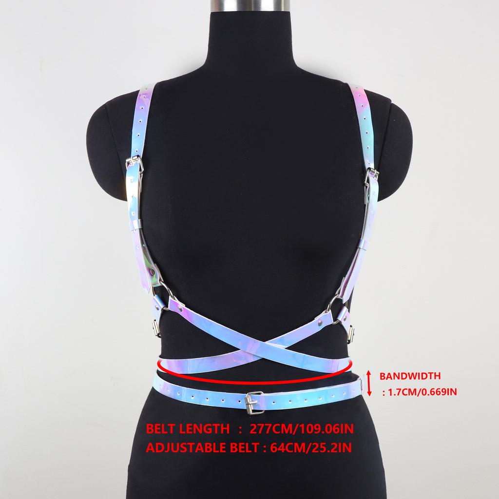 Punk Engelsflügel Brust Körpergeschirr Taille Bauch Kette Gürtel Rave Zubehör Party Outfit