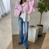 Korean Hooded Cable Knit Zip-Up Short Cardigan - Fresh Autumn Solid Color Tie Sweater Coat