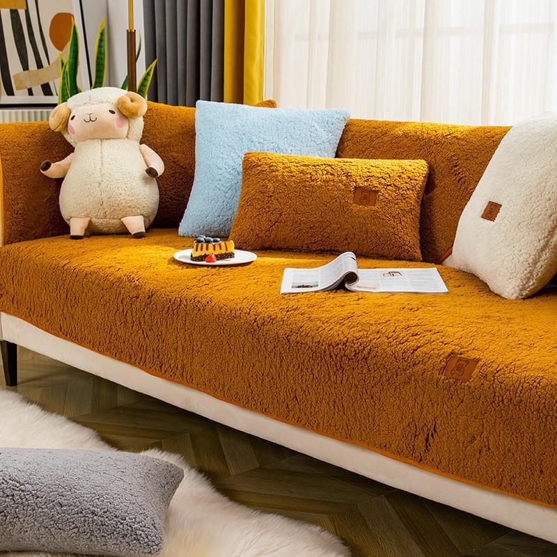 Winter Sofa Cushion Thickened Fleece Non-Slip Seat Cushions Simple Modern Warm Sofa Cover Slipcover