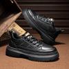 New Men's Comfortable Casual Versatile Classic Fashion Lightweight Simple Round Head Lace-up Thick Sole Lace-up Small Leather Shoes