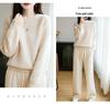 Elegant Double-Strand Round Neck Wool Sweater for Women – Long Sleeve, Loose Knit Cashmere, Slimming Design