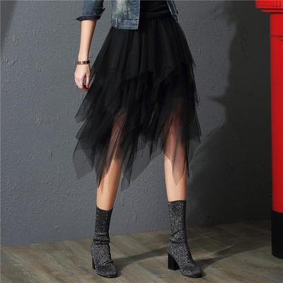 Elastic Waist Tulle Skirts Women Fashion Elastic High Waist  Mesh Tutu Skirt Peated Midi Sexy Girls Dress