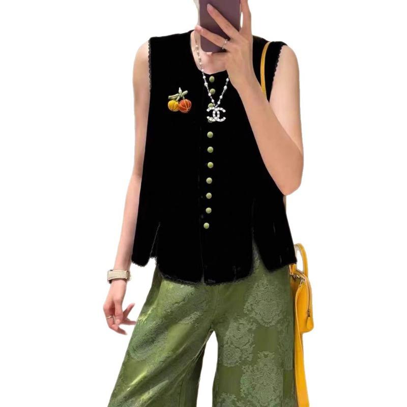 Golden velvet vest top women's autumn new fashion age-reducing retro vest vest vest tide