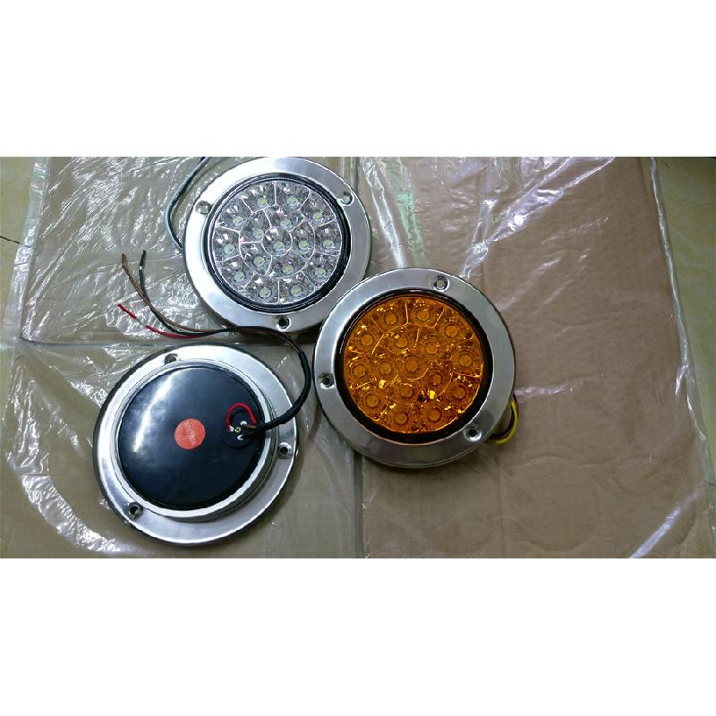 2Pcs Red Round Reverse Stop Rear Tail Light Truck Trailer Brake Turn Signal Lamp