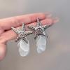 Design Sense Silver Color Metal Starfish Shell Pendant Earrings For Women Beach Vacation Party Aesthetic Jewelry Accessories