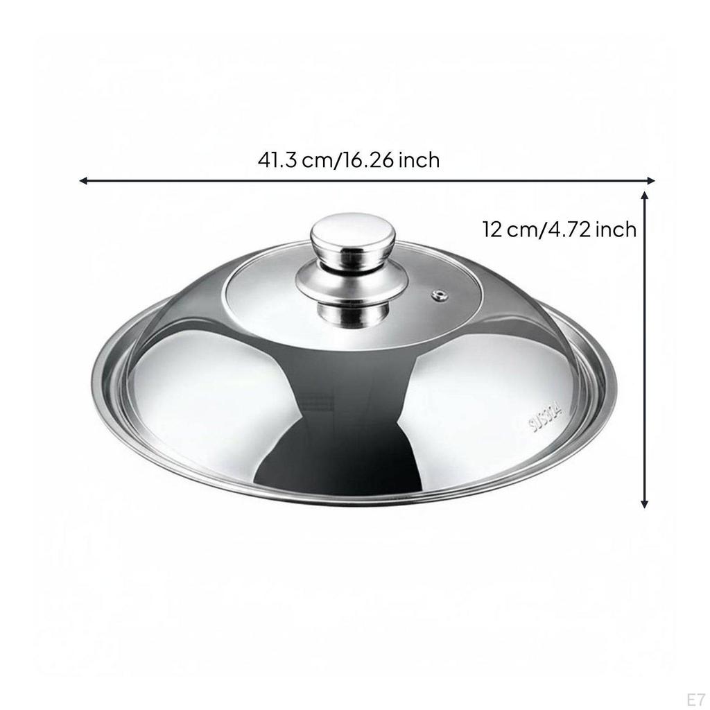 Universal Round Pot Lid Steam Vent Domed Mirror Finish Cookware for Cooking, Kitchen 28CM