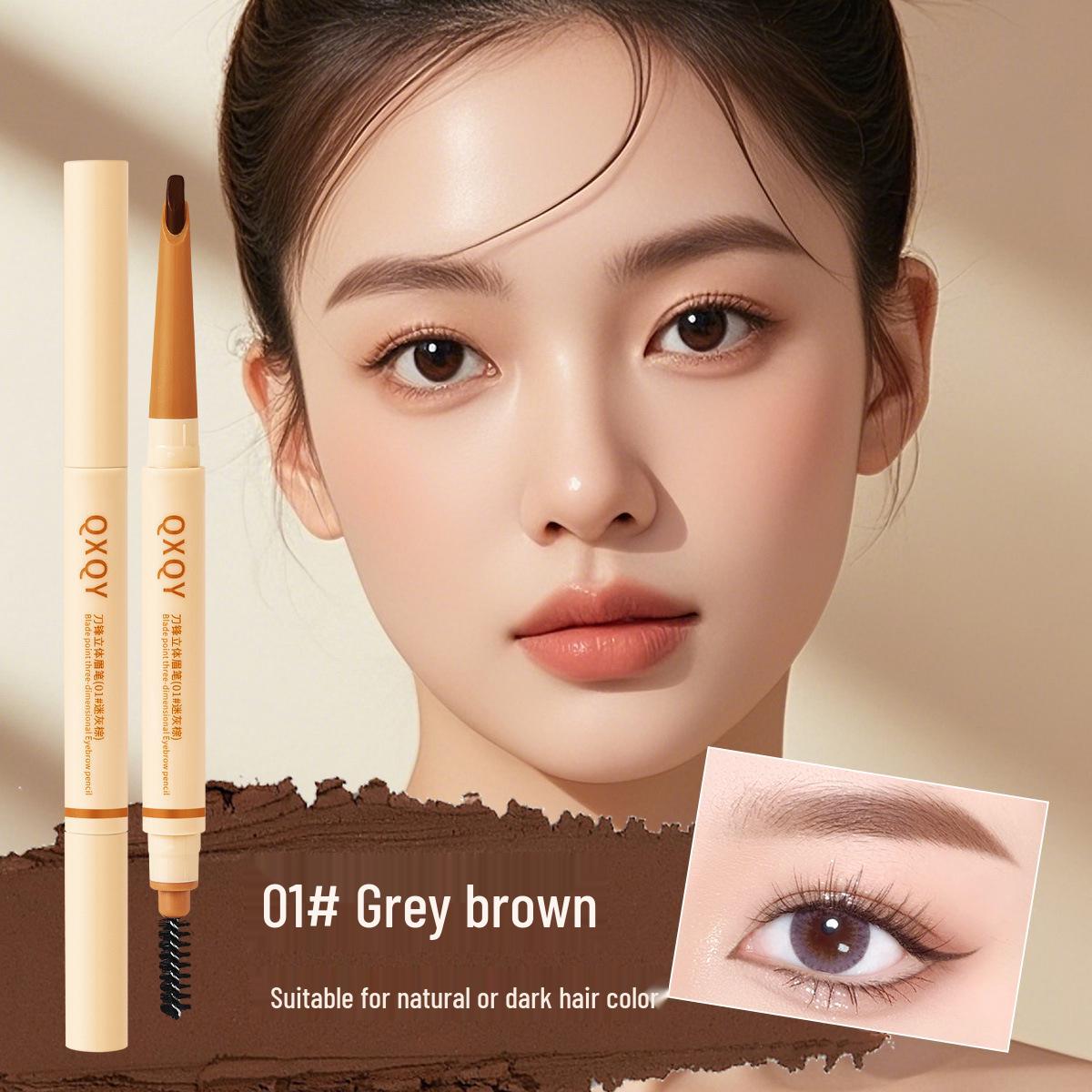 

QXQY Ультратонкий двусторонний карандаш для бровей для естественных, 3D диких бровей - Идеально подходит для начинающих и студентов
