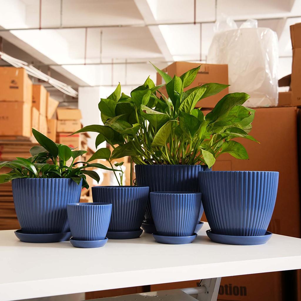 Vertical Pattern Thickened Pot, Potted Plant, Non Ceramic Pot, Balcony Small Flowerpot