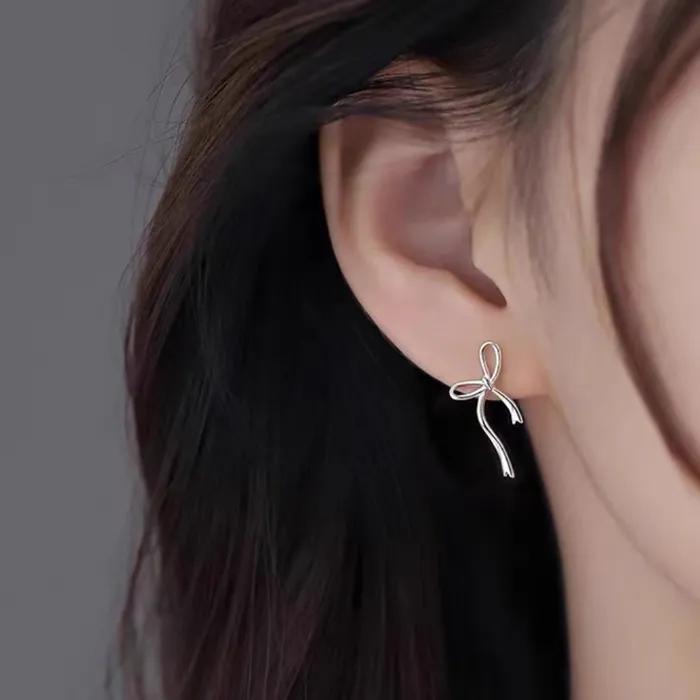 _FF35 925 Silver Ribbon Earrings