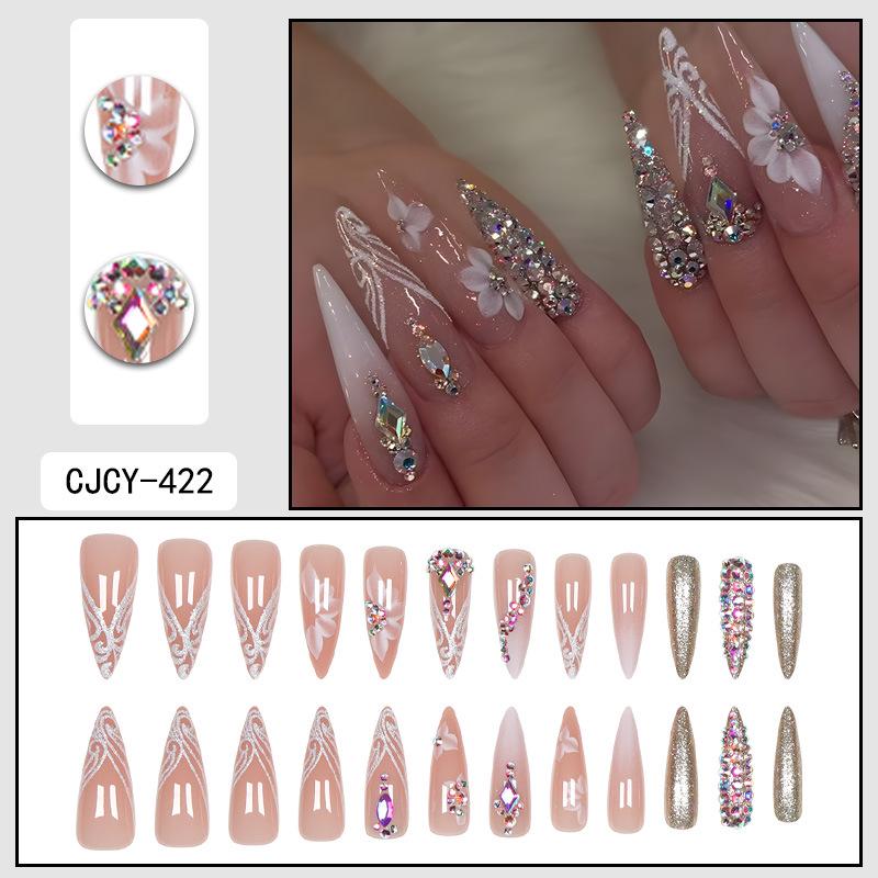 O8 Long Nail Art Tips - European & American High-End Wearable Summer Stickers
