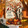 2D Flat, 2D Printing,1pc Autumn Garden Flag, Double-Sided Durable Polyester Material, Autumn Harvest Theme, Cardinal, Pumpkin, and Cross Pattern, , Th