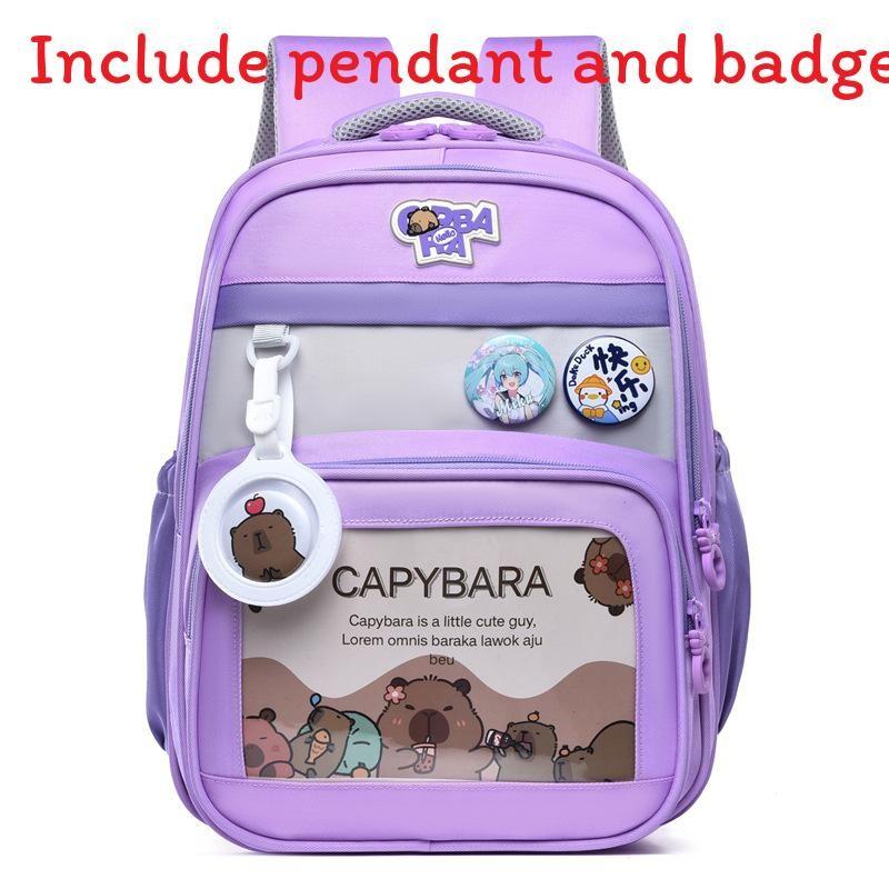 Capybara Cute Cartoon Pattern Children Large Capacity Backpack For School Use