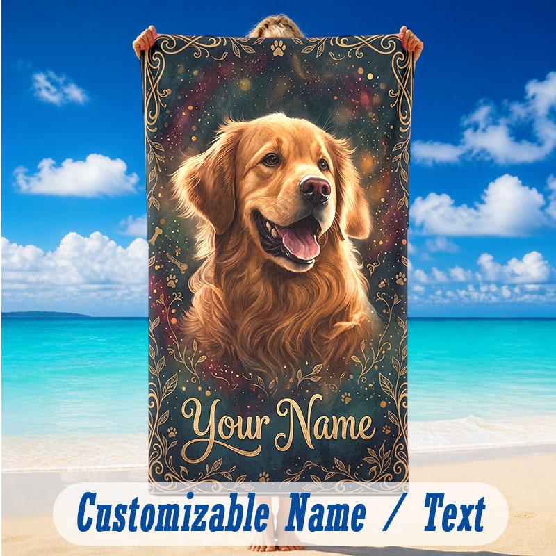 Decorative Artwork Theme Beach Towel Personalized Custom Name & Text Soft Quick Dry Beach Towel for Swimming Travel