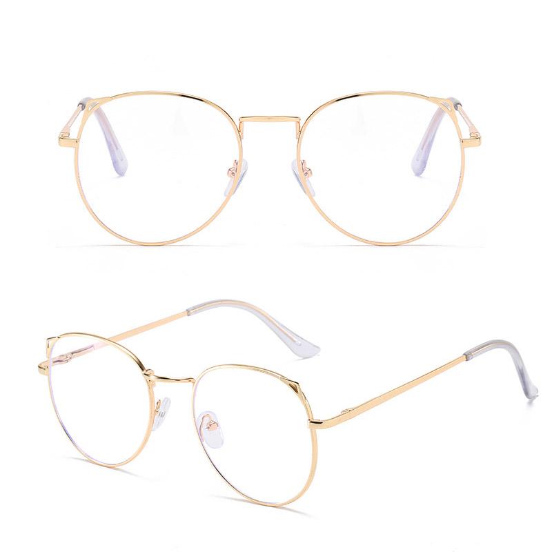 Luxury Fashion Optical Spectacle Eyeglasses Unisex Anti-Blue Light Plain Eyewear Cat Ear Oversized Metal Prescription Glasses