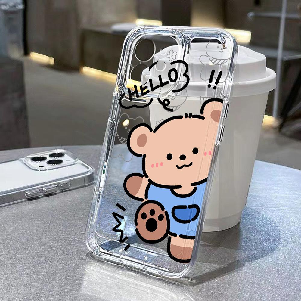 Silicon Bear Case For Samsung A05 A54 5G A55 A35 A34 A53 A52 A24 A23 A22 A15 A14 A13 S24 Ultra S23 Plus S21 S20 FE Fundas Covers