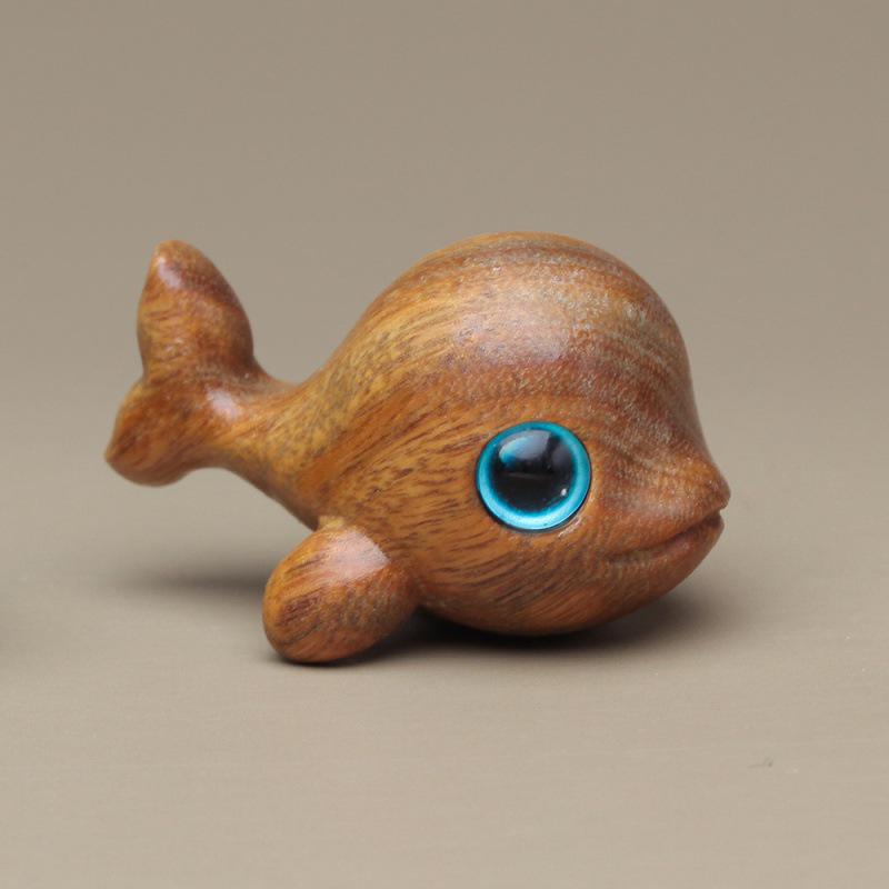 Green Sandalwood Carved Cat & Hippo Desktop Decoration for Home or Office