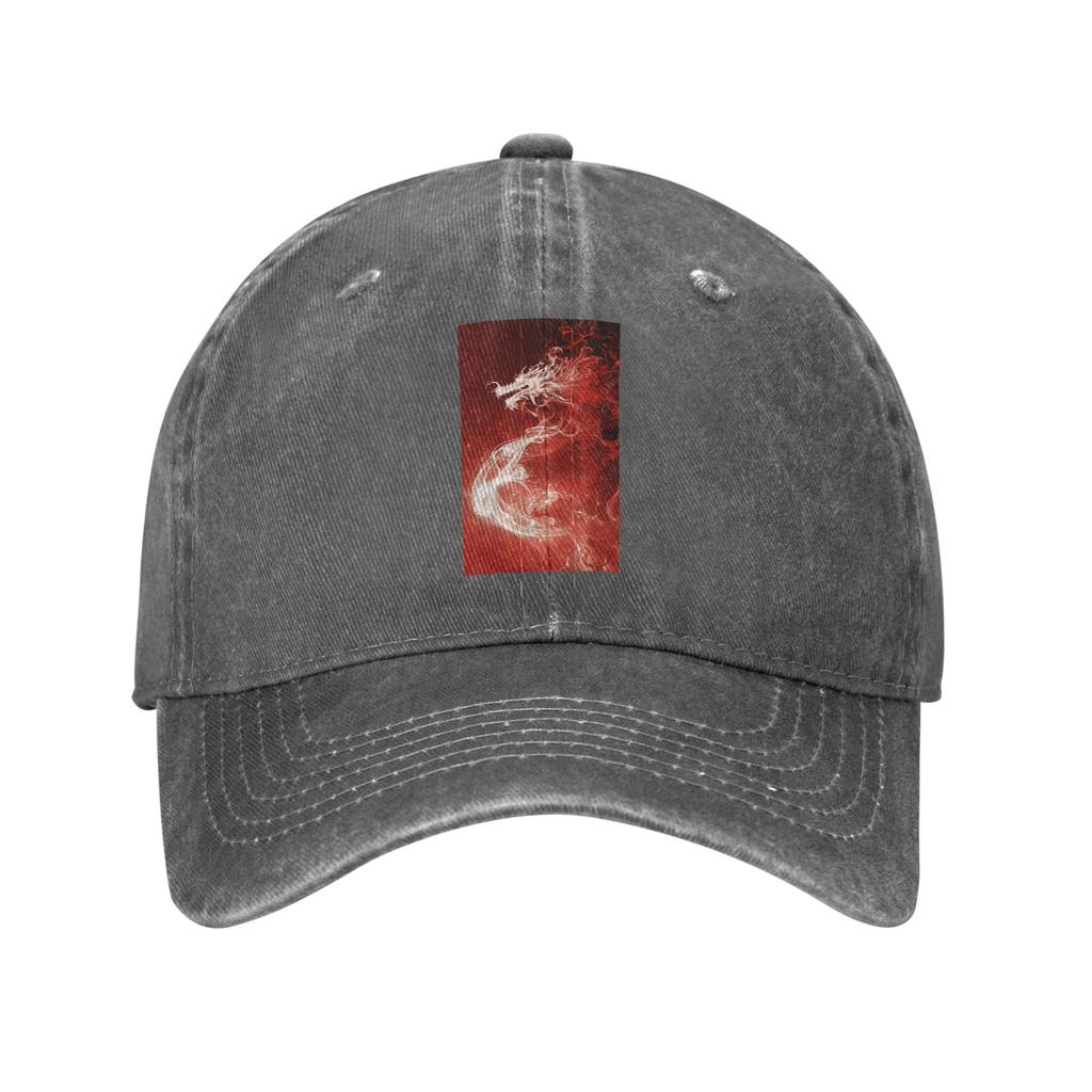 Red Fire Dragon Baseball Caps Denim Hats Adjustable Casquette Hip Hop Baseball Cowboy Hat for Unisex