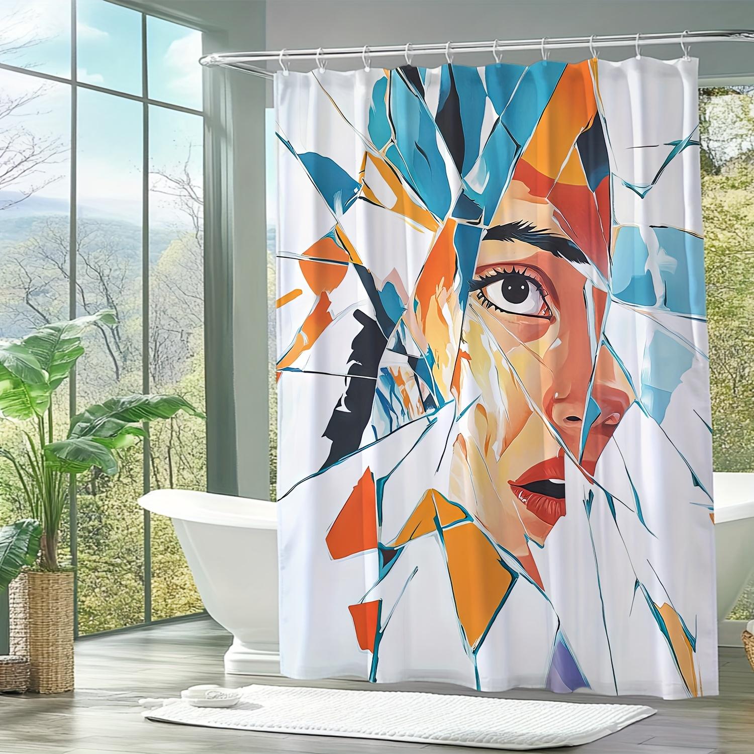 Modern Art Shower Curtain - Vibrant Abstract Design, Polyester Fabric, Includes Hooks, Bold Colors, Machine Washable W90xH180cm