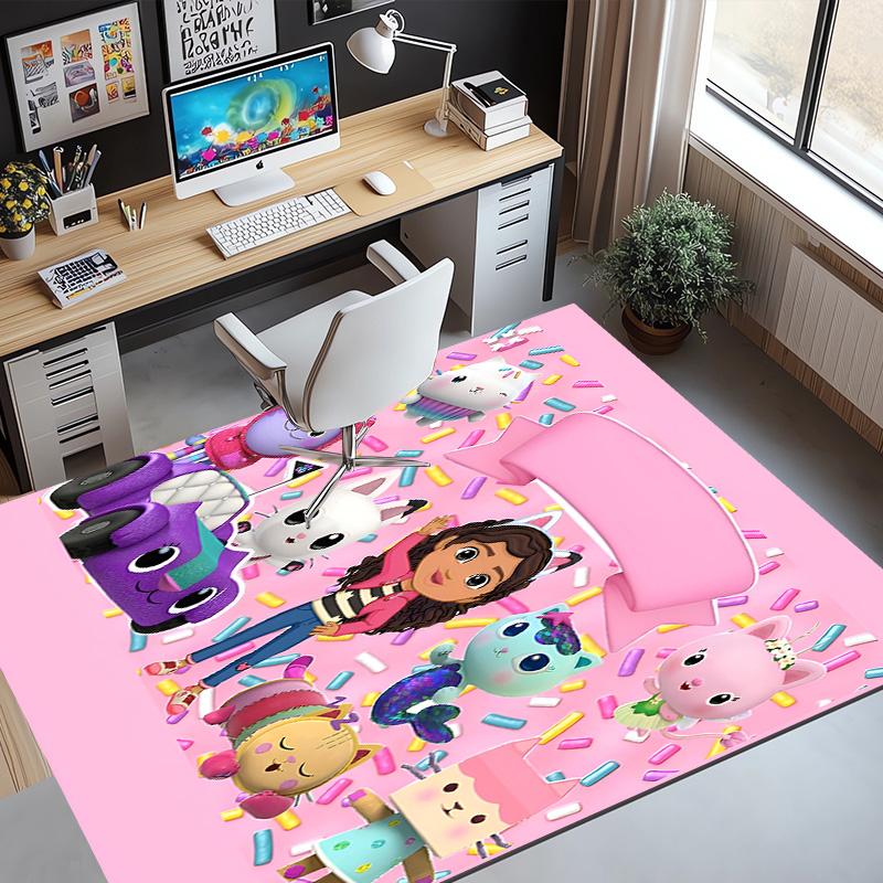 Gabby's Dollhouse Pattern Rug, Indoor/Outdoor Mat, for Picnic, Gameroom, Bedroom, Office, Living Room, Home Decor Carpet, Birthday Gift