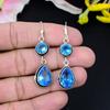 Tanzanite Quartz Gemstone Handmade 925 Sterling Silver Earring 2.56" KG-423