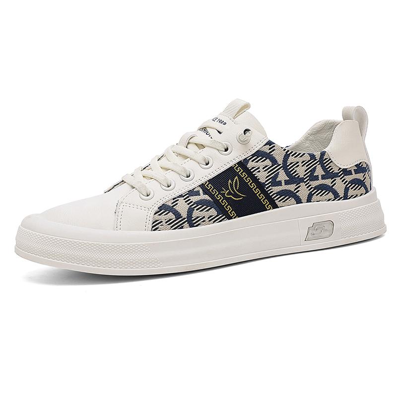 

Новая мужская обувь Кожаная повседневная обувь Весенний новый стиль Модные полосатые лоферы на шнуровке Повседневная обувь на плоской подошве zapatos casuales 39 белый