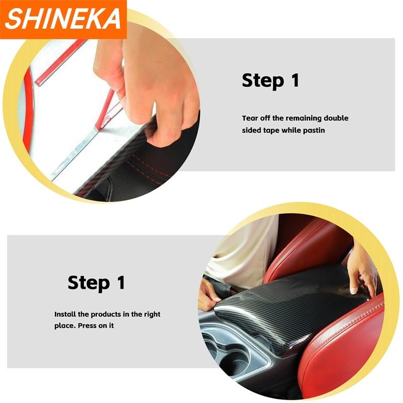 SHINEKA ABS Carbon Fiber Armrest Box Panel Decoration Cover for Dodge Challenger 2015 Up Car Interior Accessories