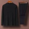 Men's Stylish Warm Turtleneck Velvet Long Sleeve Top And Pants Suit