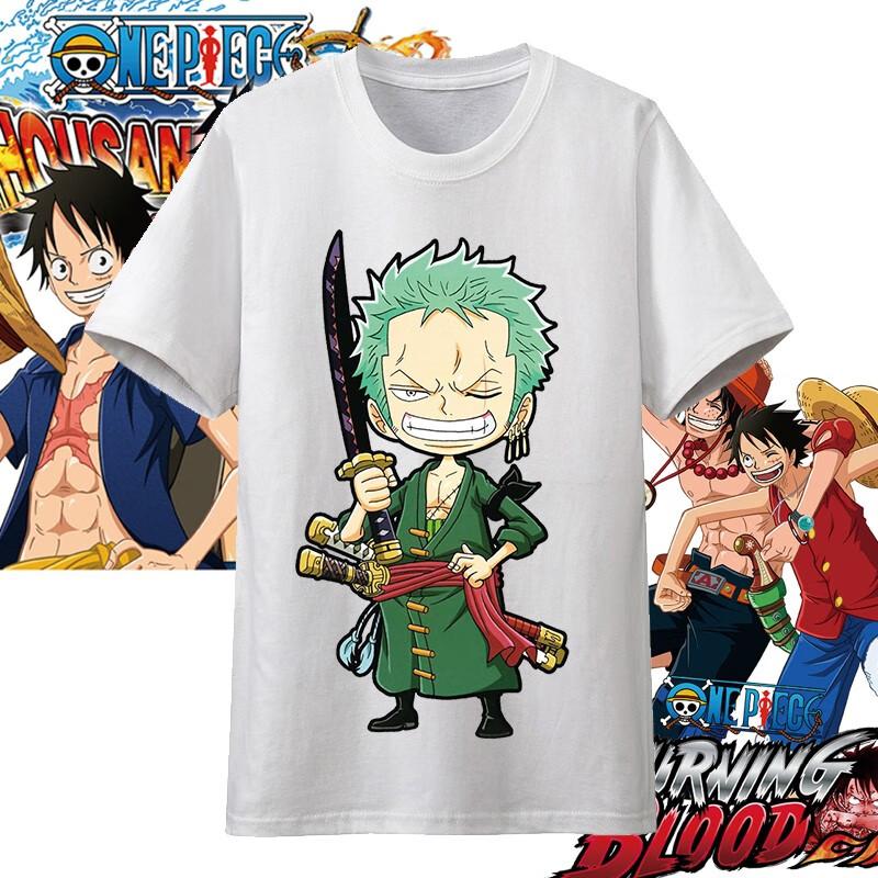 One Piece Anime Character Printing Oversized Cotton Tshirt Men and Women Comfortable Y2K Childrens Clothing Summer Tshirt