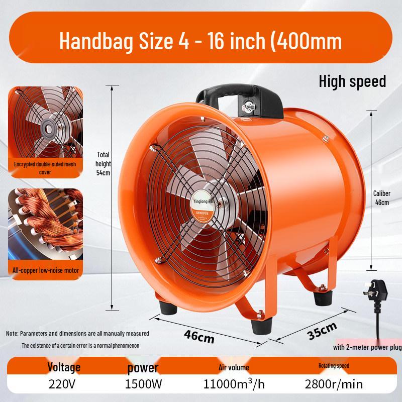 220V Portable Industrial Axial Ventilator: Confined Space Exhaust and Household Blower