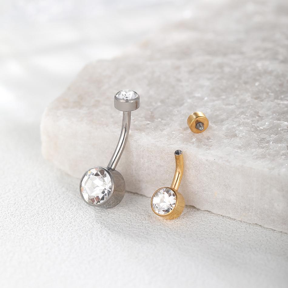 5/10 Stück Titan Bauchnabelring 14G 6mm 8mm 10mm 12mm Bauchnabel Piercing Schmuck mit Zirkonia Kurzer Stab Bauchnabel Piercings