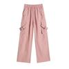 Pink Overalls Women's New Spring and Summer High-waisted and Thin Straight-leg Pants Sports Babes Wide-leg Casual Pants
