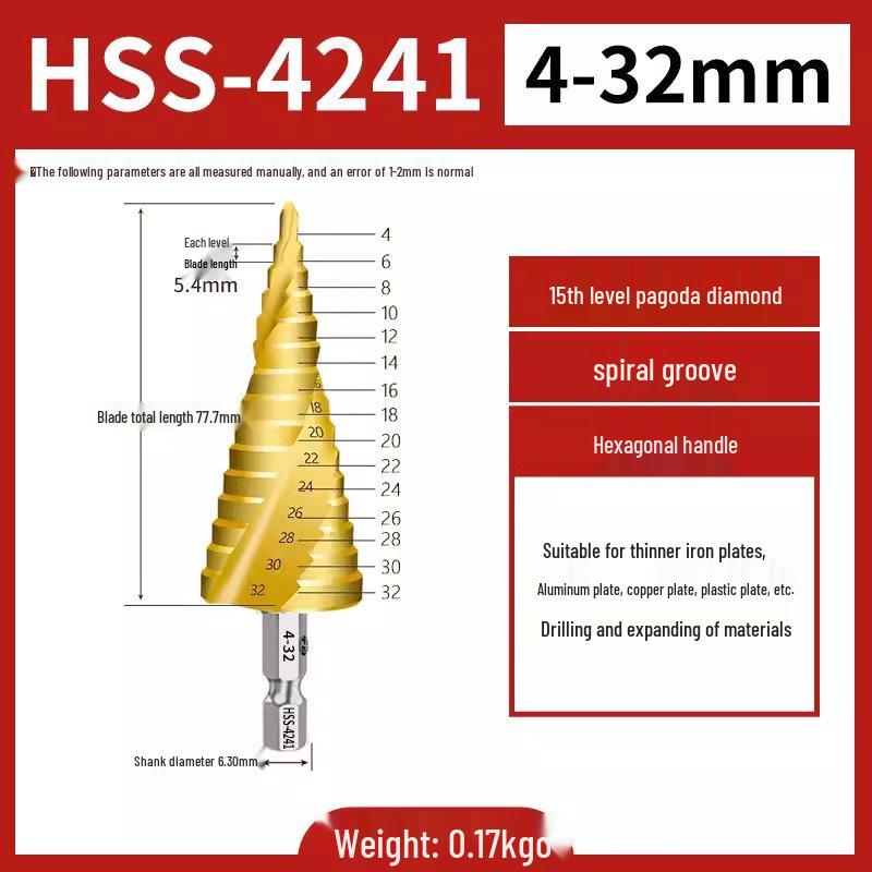 Tiangong Pagoda High-Hardness Universal Step Drill Bit Set for Stainless Steel